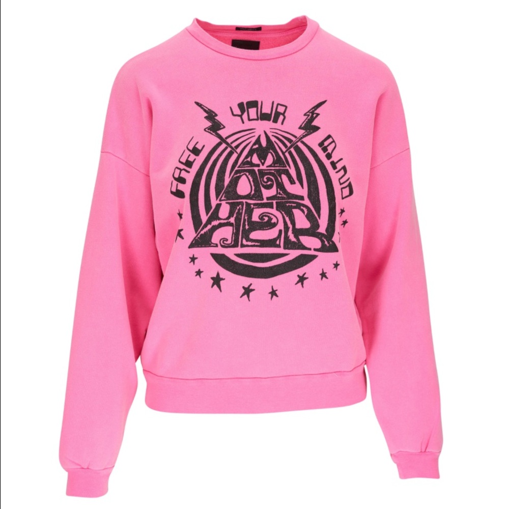 Mother - Drop Square Mind Your Mother Pink Sweatshirt